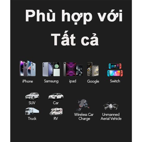 Tẩu Sạc Nhanh Ô Tô 120W 4 Trong 1 - Sạc Nhanh Điện Thoại Samsung, iPhone - Thiết Kế Gấp Gọn, Chất Liệu ABS + PC