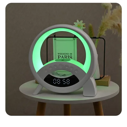 Loa Bluetooth Đa Năng Hẹn Giờ - Sạc Không Dây 15W, Chất Âm Hay, Đồng Hồ Thời Gian & Đèn Ngủ Thông Minh
