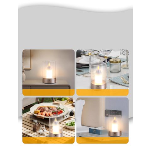 Nến Điện Tử LED Cảm Ứng - Đèn Trang Trí Sang Trọng Cho Phòng Ngủ Và Phòng Khách - Thiết Kế An Toàn, Sạc Type-C, Đèn LED 2400mAh