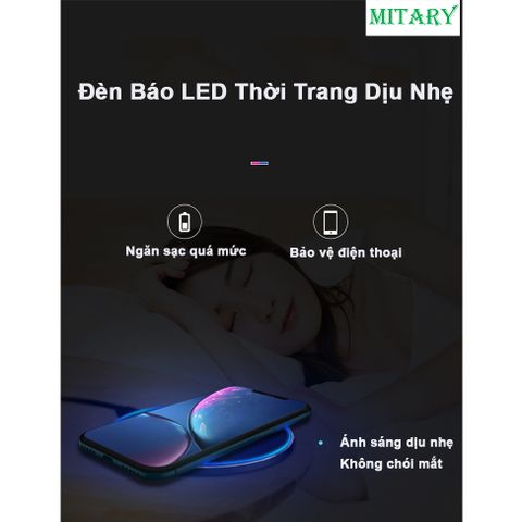 Đế Sạc Nhanh Không Dây Qi Cho Điện Thoại Thông Minh & Tai Nghe - Chế Độ Bảo Vệ Thông Minh, LED Báo Sạc, Tương Thích Nhiều Thiết Bị