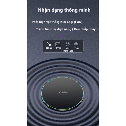 Đế Sạc Nhanh Không Dây Qi Cho Điện Thoại Thông Minh & Tai Nghe - Chế Độ Bảo Vệ Thông Minh, LED Báo Sạc, Tương Thích Nhiều Thiết Bị