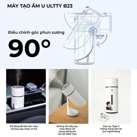 Máy tạo ẩm Ultty Luk016 - Công nghệ nén khí hiện đại, hiệu suất siêu vượt trội, lọc không khí, động cơ êm ái, phù hợp cho không gian 35m².