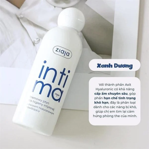 Dung dịch vệ sinh phụ nữ Intima Ziaja màu xanh đậm - Chăm sóc khu vực nhạy cảm, cân bằng độ pH, ẩm mượt và thoải mái cho phái đẹp