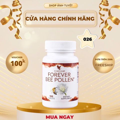 Viên Phấn Ong Forever Bee Pollen 026Flp - Giàu Enzyme, Tăng Cường Sức Khỏe, Bổ Sung Dinh Dưỡng Nguyên Chất, 100 Viên/Lọ