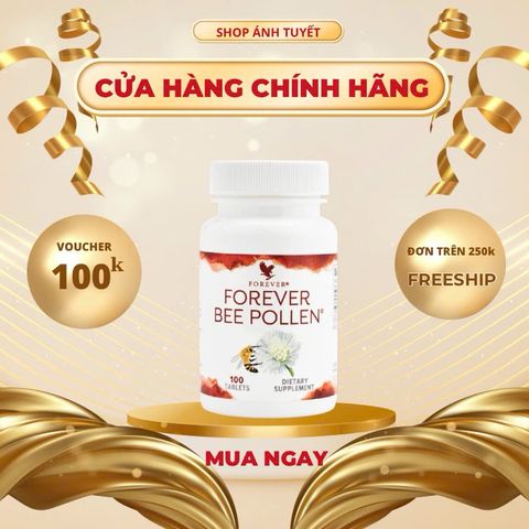 Viên Phấn Ong Forever Bee Pollen 026Flp - Giàu Enzyme, Tăng Cường Sức Khỏe, Bổ Sung Dinh Dưỡng Nguyên Chất, 100 Viên/Lọ