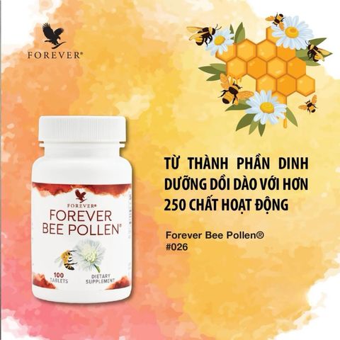 Viên Phấn Ong Forever Bee Pollen 026Flp - Giàu Enzyme, Tăng Cường Sức Khỏe, Bổ Sung Dinh Dưỡng Nguyên Chất, 100 Viên/Lọ