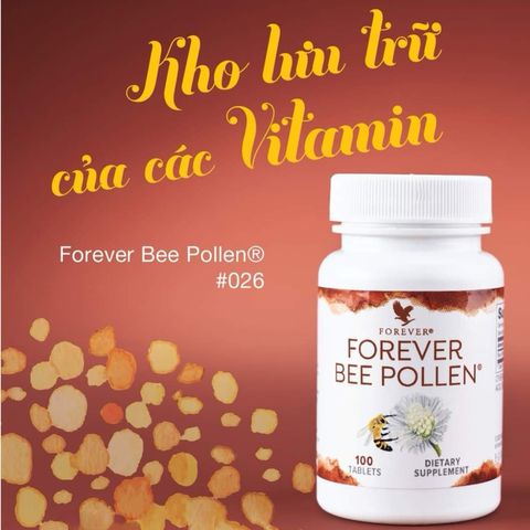 Viên Phấn Ong Forever Bee Pollen 026Flp - Giàu Enzyme, Tăng Cường Sức Khỏe, Bổ Sung Dinh Dưỡng Nguyên Chất, 100 Viên/Lọ