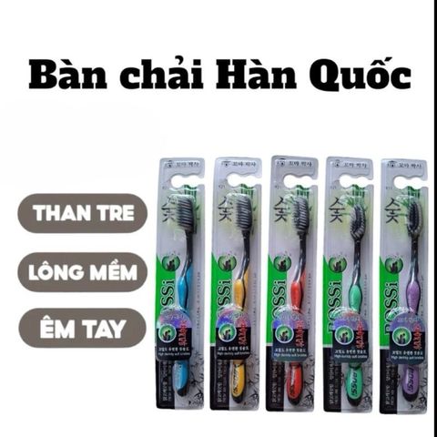 Bàn Chải Đánh Răng Bossi Hàn Quốc - Lông Than Hoạt Tính Tiêu Diệt Vi Khuẩn, Làm Sạch Sâu, An Toàn Cho Nướu Răng