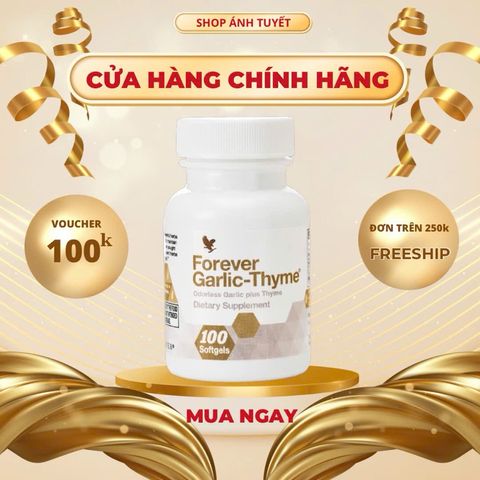 Viên Tỏi Đen Forever Garlic-Thyme 100v/lọ - Tăng cường miễn dịch, hỗ trợ sức khỏe tim mạch và giảm mỡ máu tự nhiên