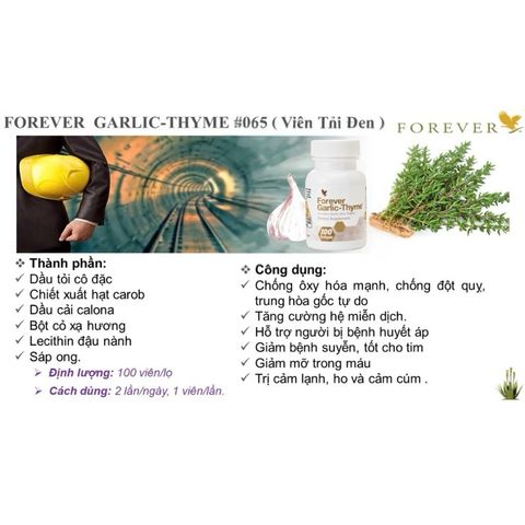 Viên Tỏi Đen Forever Garlic-Thyme 100v/lọ - Tăng cường miễn dịch, hỗ trợ sức khỏe tim mạch và giảm mỡ máu tự nhiên