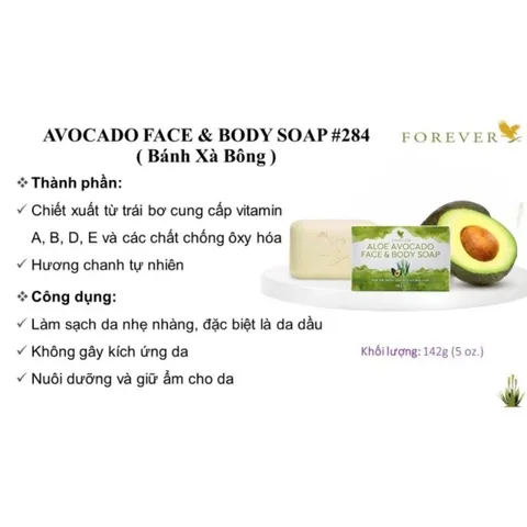 Xà phòng Làm Sạch Mặt & Cơ Thể Bơ 100% Tự Nhiên - Dưỡng Ẩm & Làm Tươi Mát Da - Avocado Face & Body Soap 284 Flp