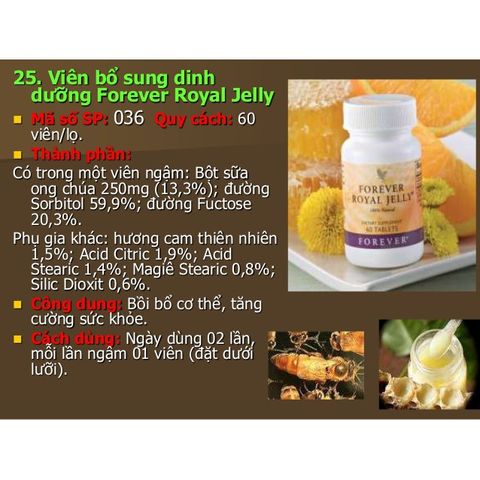 Viên Sữa Ong Chúa Forever Royal Jelly 60 Viên - Hỗ Trợ Sức Khỏe, Tốt Cho Người Suy Nhược Và Rối Loạn Kinh Nguyệt