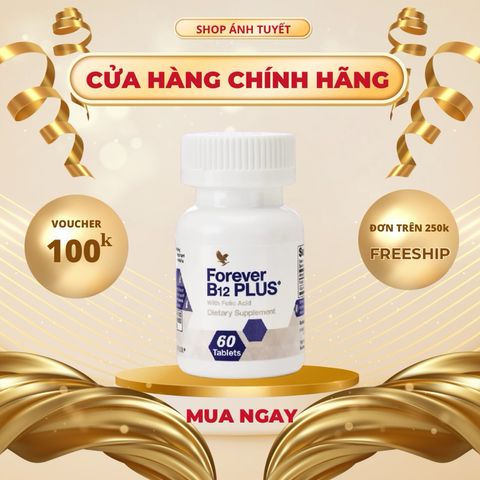 Viên uống Vitamin B12 Forever B12 Plus 500mcg & Axit Folic 400mcg Hỗ trợ sức khỏe, 60 viên bổ máu, giảm stress