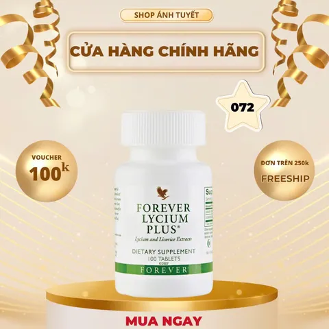 Viên Cam Thảo Forever Lycium Plus 072 - Thực Phẩm Chức Năng Hỗ Trợ Sức Khỏe Phổi và Dạ Dày - 100 Viên/Lọ