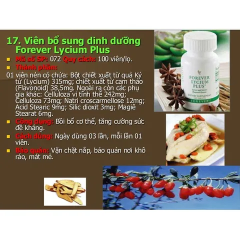 Viên Cam Thảo Forever Lycium Plus 072 - Thực Phẩm Chức Năng Hỗ Trợ Sức Khỏe Phổi và Dạ Dày - 100 Viên/Lọ