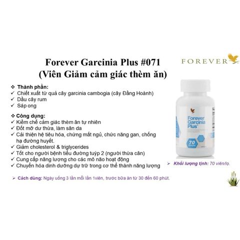 Viên Uống Giảm Cân Forever Garcinia Plus - Hỗ Trợ Kiểm Soát Cảm Giác Thèm Ăn, Duy Trì Vóc Dáng, 70 Viên/lọ