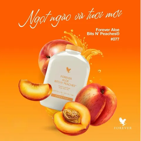 NƯỚC LÔ HỘI HƯƠNG ĐÀO-Forever Aloe Bits N’ Peaches.077Flp. Hỗ Trợ Tiêu Hoá. Thanh Lọc Cơ Thể. 1lít/chai.