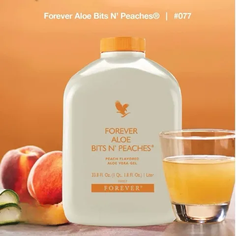 NƯỚC LÔ HỘI HƯƠNG ĐÀO-Forever Aloe Bits N’ Peaches.077Flp. Hỗ Trợ Tiêu Hoá. Thanh Lọc Cơ Thể. 1lít/chai.