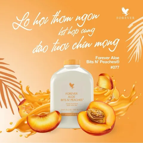 NƯỚC LÔ HỘI HƯƠNG ĐÀO-Forever Aloe Bits N’ Peaches.077Flp. Hỗ Trợ Tiêu Hoá. Thanh Lọc Cơ Thể. 1lít/chai.