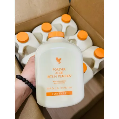NƯỚC LÔ HỘI HƯƠNG ĐÀO-Forever Aloe Bits N’ Peaches.077Flp. Hỗ Trợ Tiêu Hoá. Thanh Lọc Cơ Thể. 1lít/chai.