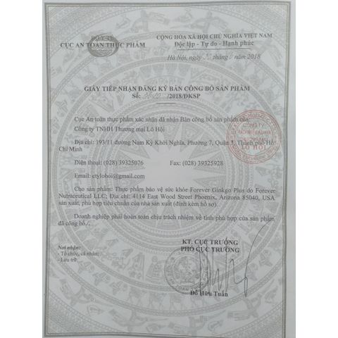 [CHĨNH HÃNG] Viên Hỗ Trợ Tuần Hoàn Máu Forever Ginkgo Plus #073Flp. 60 viên/lọ