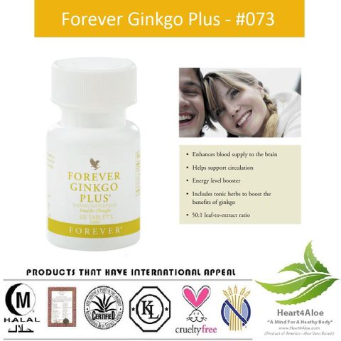 [CHĨNH HÃNG] Viên Hỗ Trợ Tuần Hoàn Máu Forever Ginkgo Plus #073Flp. 60 viên/lọ