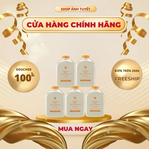 Thùng Nước (12 Bình) Forever Aloe Bits N’peaches 077 Flp Nước Uống Dinh Dưỡng Lô hội Aloe Vera.