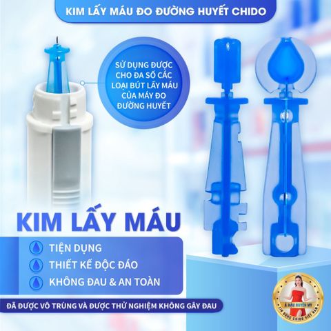 Que Thử Đường Huyết CHIDO GLS-79 - Hộp 50 Que và 50 Kim Lấy Máu, Đo Chính Xác, Phù Hợp cho Bệnh Nhân Tiểu Đường