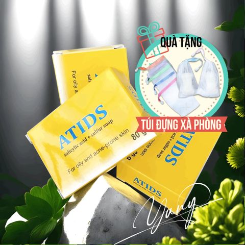 Xà Phòng ATIDS 80g - Giảm Mụn Ngực, Lưng, Giúp Giảm Dày Sừng Nang Lông, Tẩy Tế Bào Chết, Chống Nhờn Da, Salicylic Acid & Sulfur