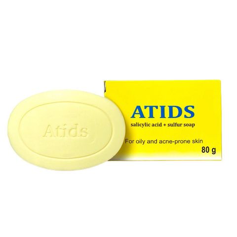 Xà Phòng ATIDS 80g - Giảm Mụn Ngực, Lưng, Giúp Giảm Dày Sừng Nang Lông, Tẩy Tế Bào Chết, Chống Nhờn Da, Salicylic Acid & Sulfur