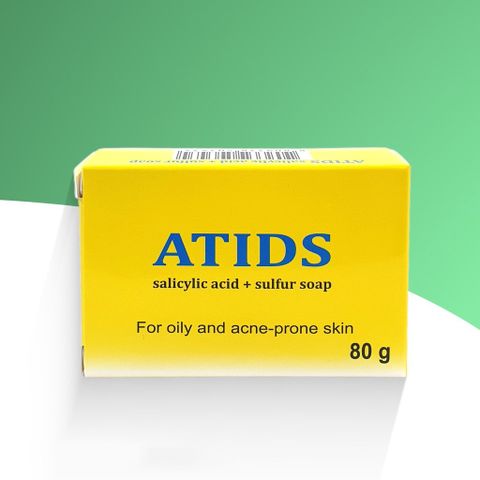 Xà Phòng ATIDS 80g - Giảm Mụn Ngực, Lưng, Giúp Giảm Dày Sừng Nang Lông, Tẩy Tế Bào Chết, Chống Nhờn Da, Salicylic Acid & Sulfur