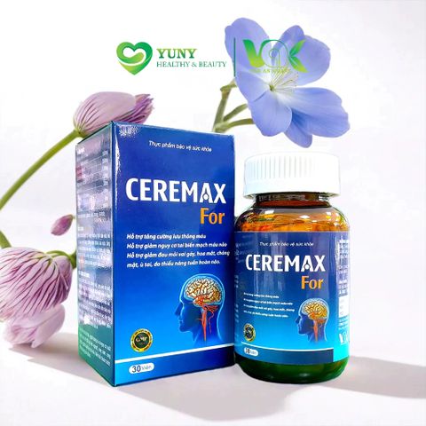 Ceremax For Hỗ Trợ Tăng Cường Lưu Thông Máu, Hỗ Trợ Giảm Nguy Cơ Tai Biến Mạch Máu Não - Hộp 30 Viên