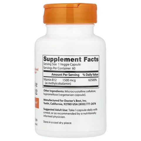 [DATE 12/2026] VEGAN - Viên Uống Bổ Sung Vitamin B12 1500 Mcg, 60 viên hãng Doctor's Best