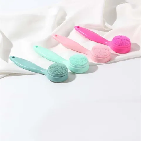 Cọ Rửa Mặt Silicone 3D Lông Mềm Cán Dài - Giúp Loại Bỏ Mụn Đầu Đen, Chăm Sóc Da Sáng Mịn, Thao Tác Dễ Dàng