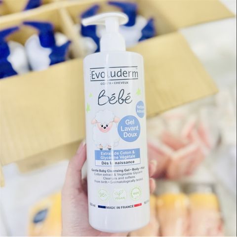 Sữa Tắm Gội EVOLUDERM Bebe Baby Gentle 500ml - Dành Cho Da Nhạy Cảm, Hương Thơm Tự Nhiên, Chăm Sóc Bé An Toàn