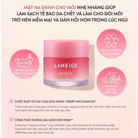 Mặt Nạ Ngủ Môi Laneige Hương Dâu - Dưỡng Ẩm Căng Bóng Mềm Mịn 3G - Sản Phẩm Chăm Sóc Môi Chất Lượng Cao