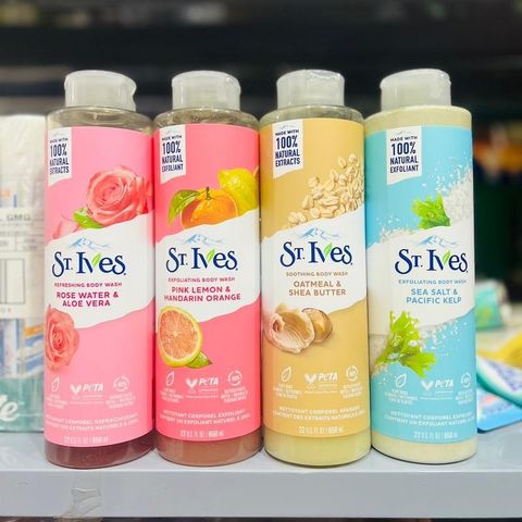 Sữa Tắm St.Ives 650ml Dưỡng Ẩm Thiên Nhiên - Chăm Sóc Da Mềm Mại, Hương Thơm Tươi Mát, Phù Hợp Mọi Loại Da