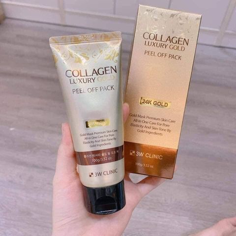 Mặt Nạ Lột Vàng Collagen 3W Clinic Luxury Gold Peel Off Pack 100g - Cấp Ẩm & Se Khít Lỗ Chân Lông, Dưỡng Da Sáng Mịn