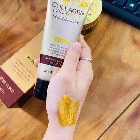 Mặt Nạ Lột Vàng Collagen 3W Clinic Luxury Gold Peel Off Pack 100g - Cấp Ẩm & Se Khít Lỗ Chân Lông, Dưỡng Da Sáng Mịn