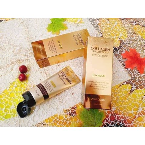 Mặt Nạ Lột Vàng Collagen 3W Clinic Luxury Gold Peel Off Pack 100g - Cấp Ẩm & Se Khít Lỗ Chân Lông, Dưỡng Da Sáng Mịn
