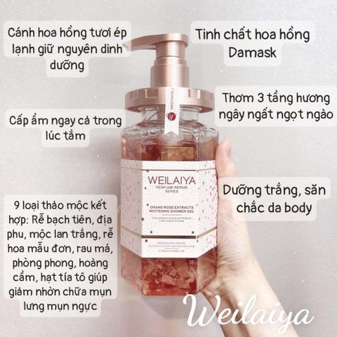 Combo Sữa Tắm và Dưỡng Thể Trắng Da Weilaiya 450ml - Nuôi Dưỡng và Làm Sáng Da Từ Thiên Nhiên, Thích Hợp Mọi Loại Da