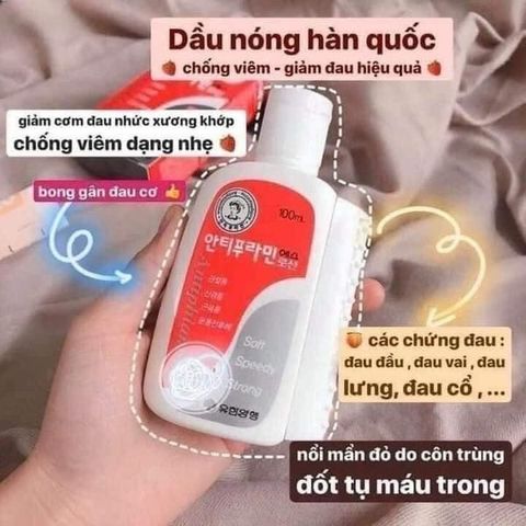 Dầu Nóng Hàn Quốc Antiphlamine 100ml - Giảm Đau Hiệu Quả, Làm Ấm Cơ Thể, Dầu Xoa Bóp Từ Thiên Nhiên, Thư Giãn Cơ Bắp