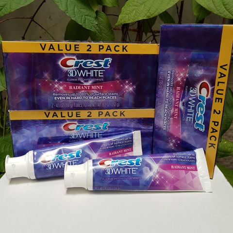 Set 2 Tuýp Kem Đánh Trắng Răng Crest 3D White Radiant