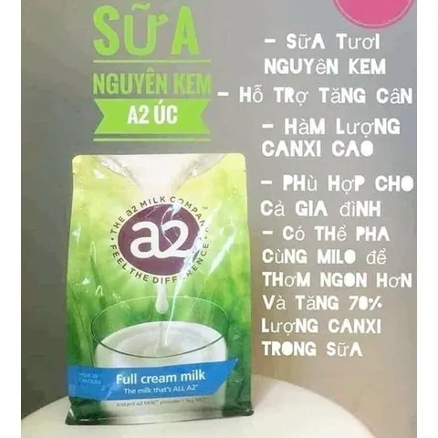Sữa Tươi Nguyên Kem Dạng Bột A2 1kg (Tem Xanh)