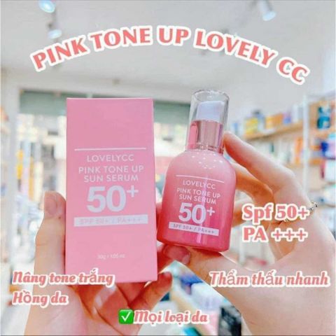 Serum Chống Nắng SPF50 Dưỡng Trắng LOVELYCC Pink Tone Up - 30g, Bảo Vệ Da và Làm Sáng Tự Nhiên, Dành Cho Da Nhạy Cảm