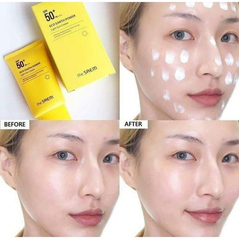 Kem Chống Nắng The Saem Eco Earth Light Sun Cream SPF50+/PA++++ - Bảo Vệ Da Tối Ưu, Nhẹ Nhàng, Không Nhờn Rít, Dành Cho Mọi Loại Da