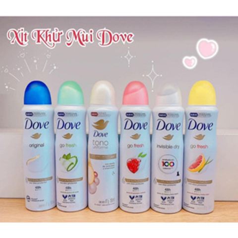 Xịt Khử Mùi Dove Go Fresh 150ml - Hương Thơm Tươi Mát, Chống Mồ Hôi, Phù Hợp Mọi Loại Da, Dễ Dàng Mang Theo