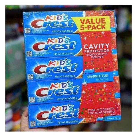 Kem Đánh Răng Trẻ Em Crest Cavity Protection Sparkle Fun 130g - Hương Vị Trái Cây Ngăn Ngừa Sâu Răng Cho Bé Từ 2-5 Tuổi