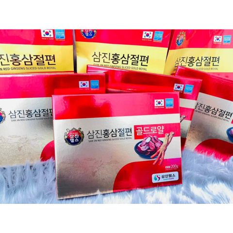 Hồng Sâm Lát Tẩm Mật Ong Sam Jin 200G - Nhân Sâm Hàn Quốc chất lượng cao, tăng cường sức khỏe, hỗ trợ miễn dịch và giảm stress.