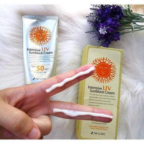 Kem Chống Nắng 3W Clinic SPF 50 PA++++ - Kem Chống Nắng Intensive UV Sun Block Cream 70ml Bảo Vệ Da Hiệu Quả Chống Tia UV